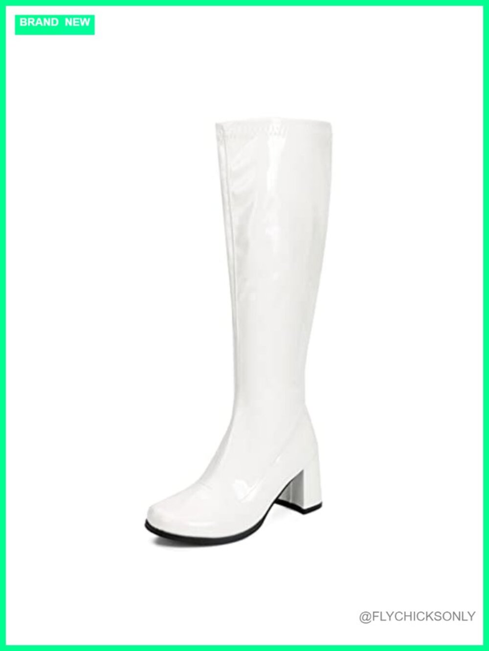 Women's Knee High Gogo Boots Chunky Block Heel Square Toe PU Zip